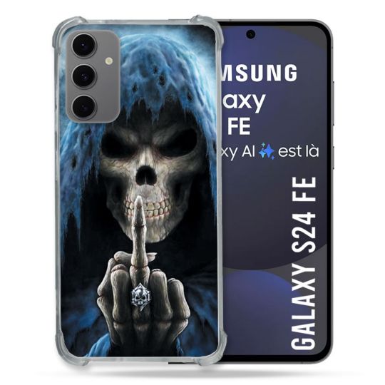Coque Renforcée Pour Samsung Galaxy S24 FE Tete de Mort Doigt