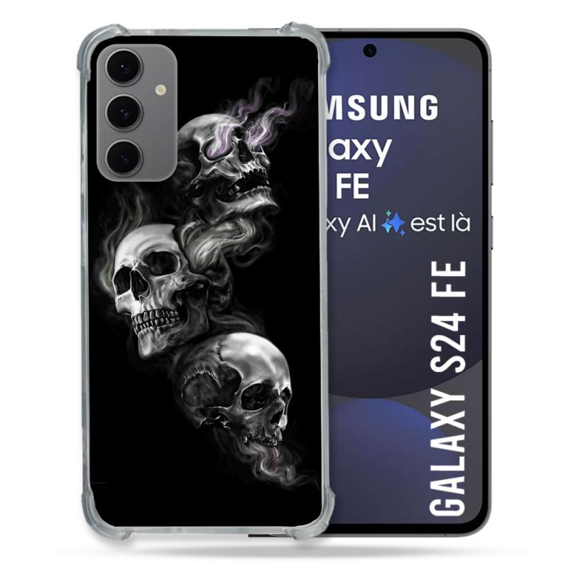 Coque Renforcée Pour Samsung Galaxy S24 FE Tete de Mort Triple