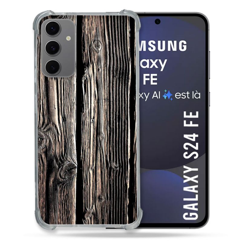 Coque Renforcée Pour Samsung Galaxy S24 FE Texture Bois