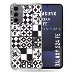 Coque Renforcée Pour Samsung Galaxy S24 FE Texture Carreau Ciment Noir