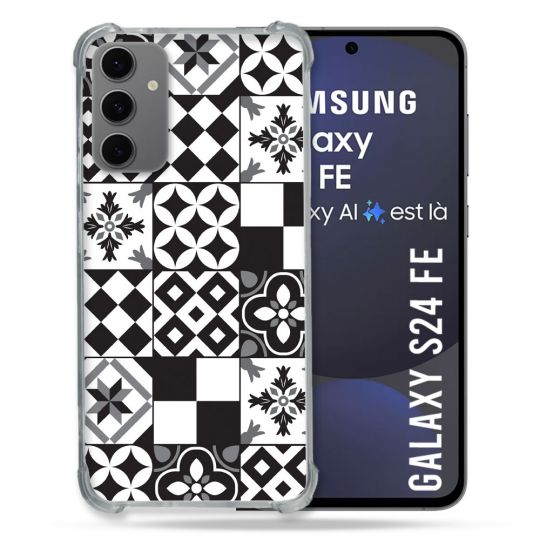 Coque Renforcée Pour Samsung Galaxy S24 FE Texture Carreau Ciment Noir