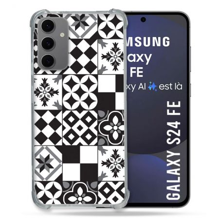 Coque Renforcée Pour Samsung Galaxy S24 FE Texture Carreau Ciment Noir