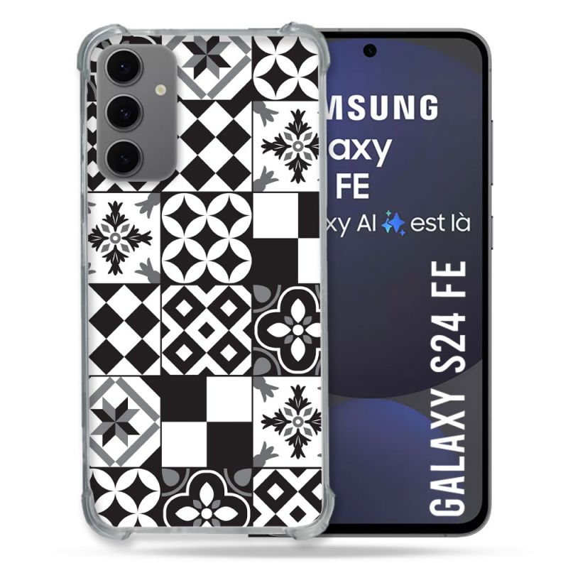 Coque Renforcée Pour Samsung Galaxy S24 FE Texture Carreau Ciment Noir