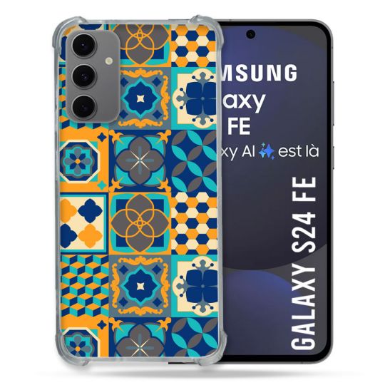 Coque Renforcée Pour Samsung Galaxy S24 FE Texture Carreau Ciment Orange