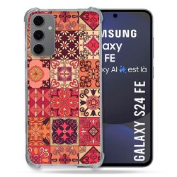 Coque Renforcée Pour Samsung Galaxy S24 FE Texture Carreau Ciment Rouge