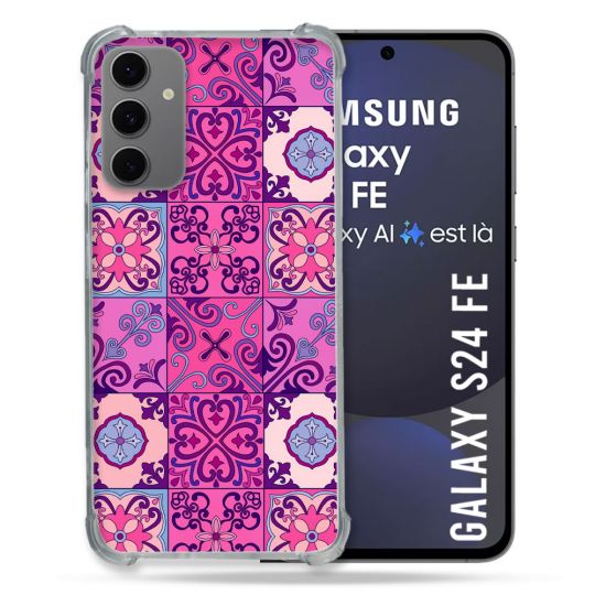 Coque Renforcée Pour Samsung Galaxy S24 FE Texture Carreau Ciment Violet