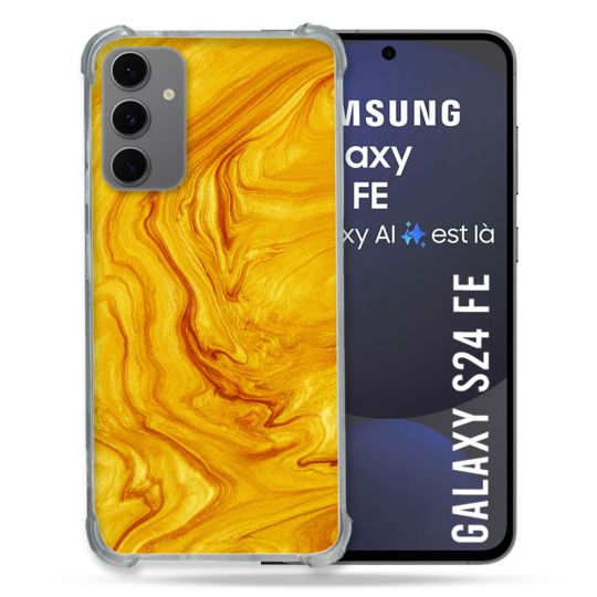Coque Renforcée Pour Samsung Galaxy S24 FE Texture Marbre Jaune