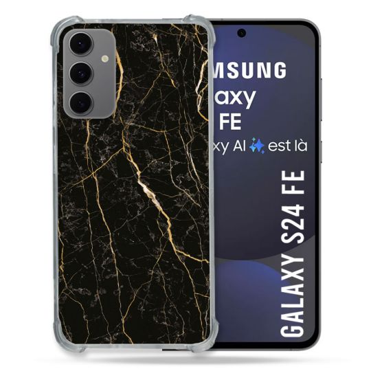 Coque Renforcée Pour Samsung Galaxy S24 FE Texture Marbre Noir