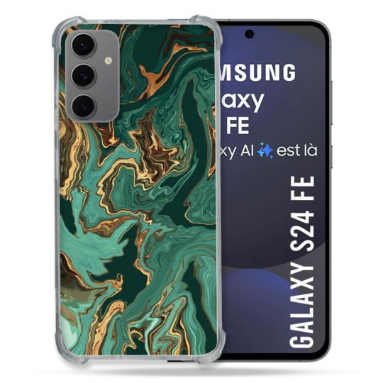 Coque Renforcée Pour Samsung Galaxy S24 FE Texture Marbre Vert