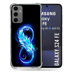 Coque Renforcée Pour Samsung Galaxy S24 FE Texture Plume Infini Bleu