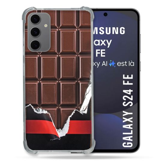 Coque Renforcée Pour Samsung Galaxy S24 FE Texture Trompe Oeil Chocolat
