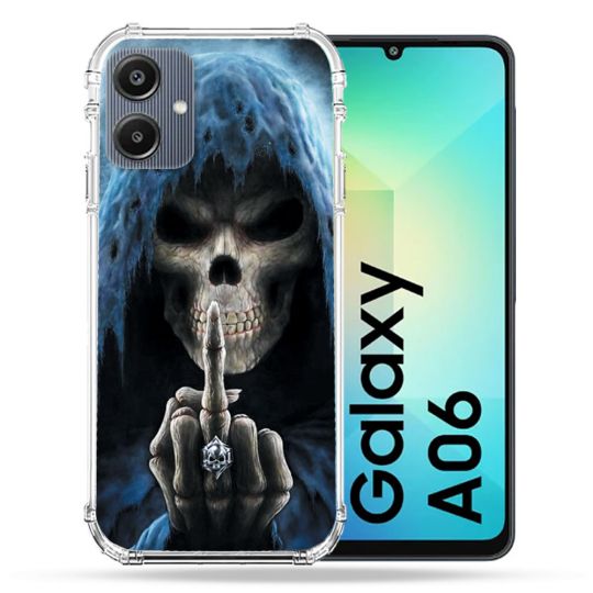 Coque Renforcée Pour Samsung Galaxy A06 Tete de Mort Doigt