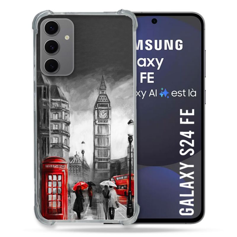Coque Renforcée Pour Samsung Galaxy S24 FE Voyage Angleterre Londres Vintage