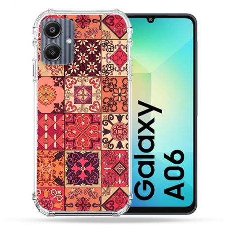 Coque Renforcée Pour Samsung Galaxy A06 Texture Carreau Ciment Rouge