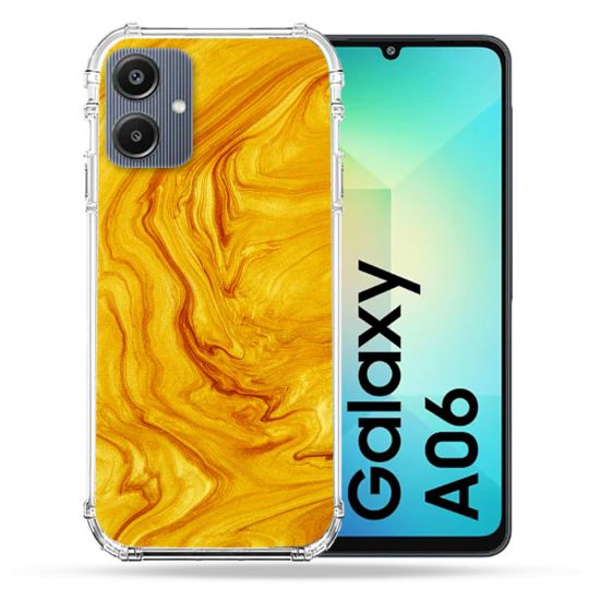 Coque Renforcée Pour Samsung Galaxy A06 Texture Marbre Jaune