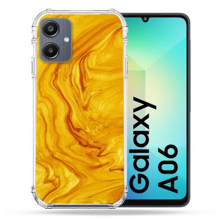 Coque Renforcée Pour Samsung Galaxy A06 Texture Marbre Jaune