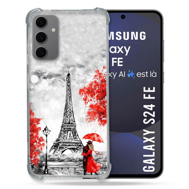 Coque Renforcée Pour Samsung Galaxy S24 FE Voyage France Paris Rouge