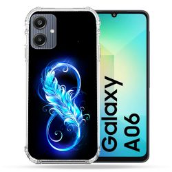 Coque Renforcée Pour Samsung Galaxy A06 Texture Plume Infini Bleu