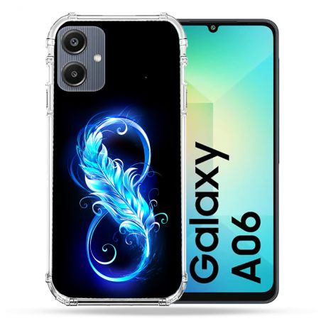 Coque Renforcée Pour Samsung Galaxy A06 Texture Plume Infini Bleu