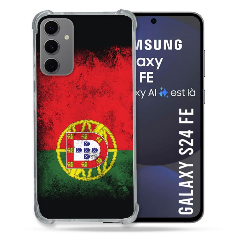 Coque Renforcée Pour Samsung Galaxy S24 FE Voyage Portugal Drapeau