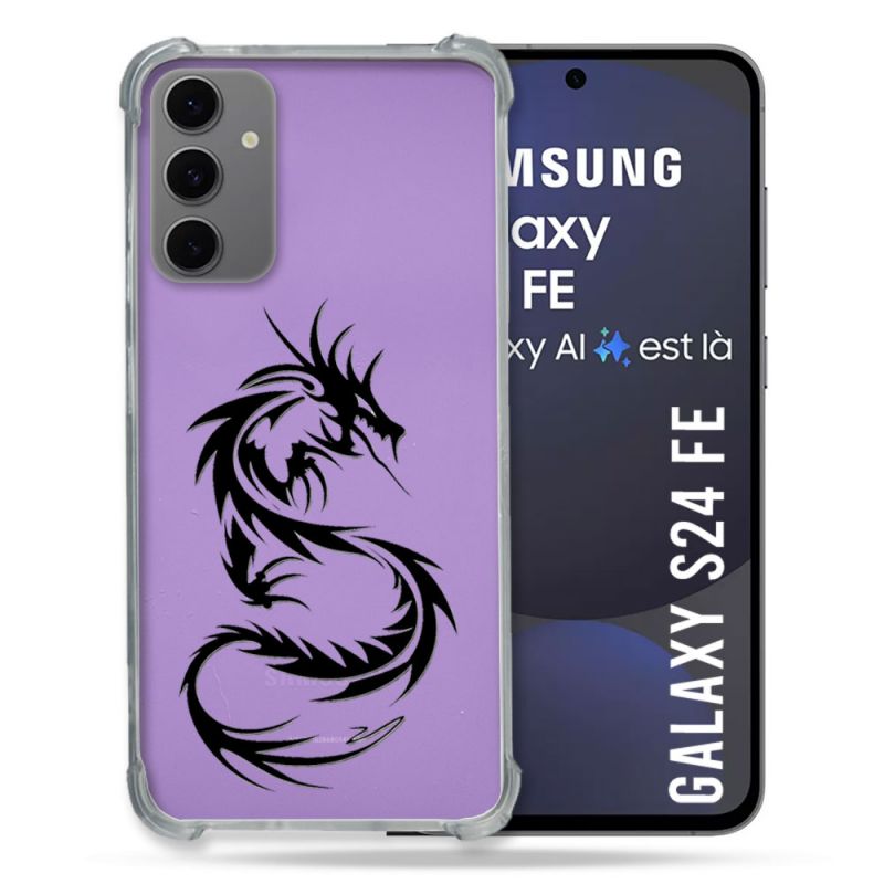 Coque Transparente Pour Samsung Galaxy S24 FE Dragon Noir
