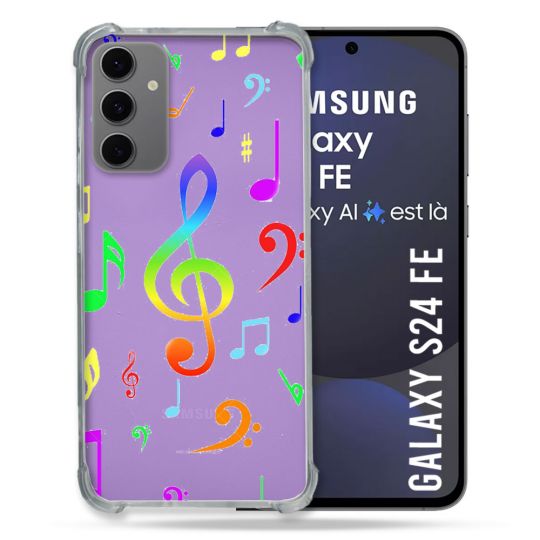 Coque Transparente Pour Samsung Galaxy S24 FE Note Musique Colore