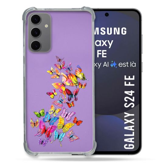 Coque Transparente Pour Samsung Galaxy S24 FE Papillon Multicolore