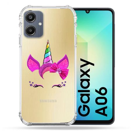 Coque Transparente Pour Samsung Galaxy A06 Licorne Paillette