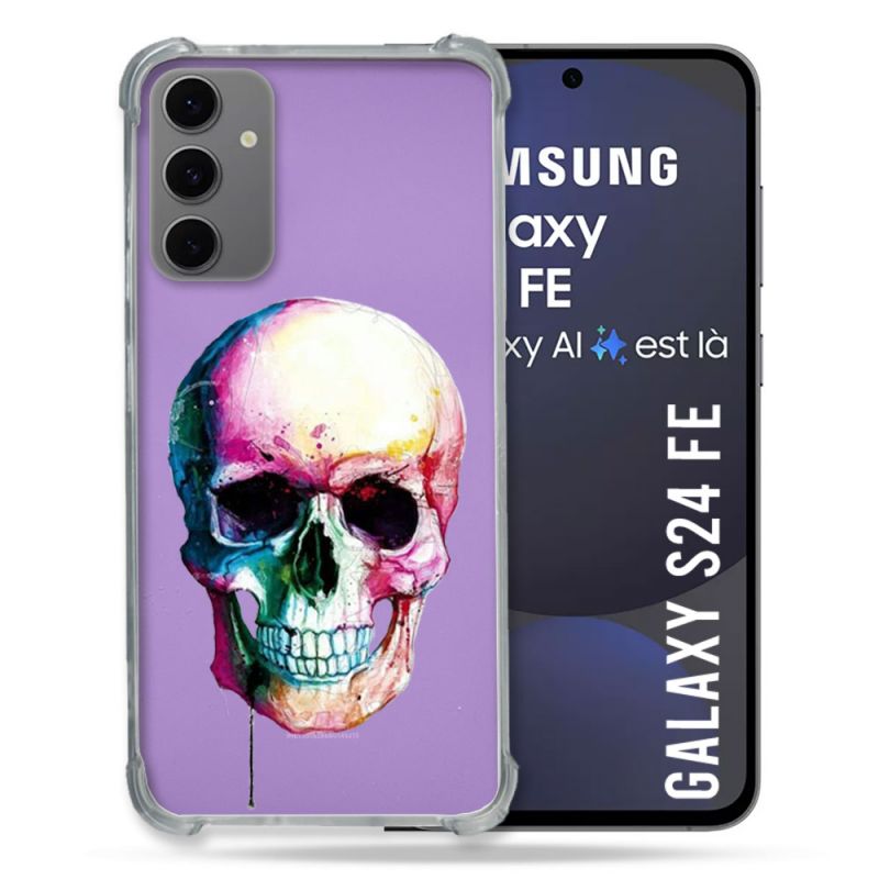 Coque Transparente Pour Samsung Galaxy S24 FE Skull Head Crane Colore
