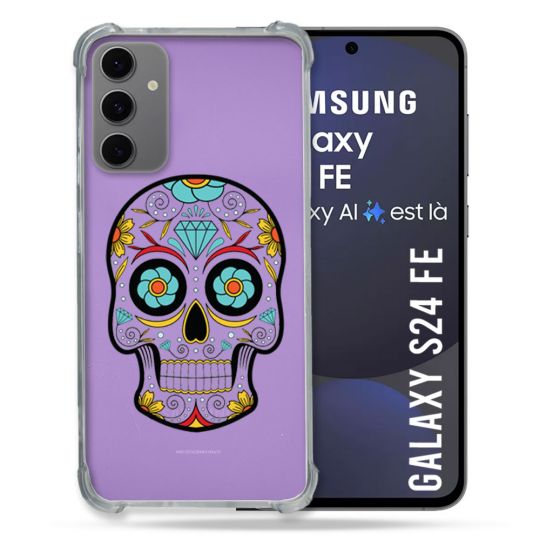 Coque Transparente Pour Samsung Galaxy S24 FE Tete Mort Color