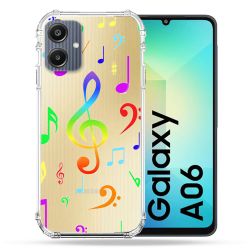 Coque Transparente Pour Samsung Galaxy A06 Note Musique Colore