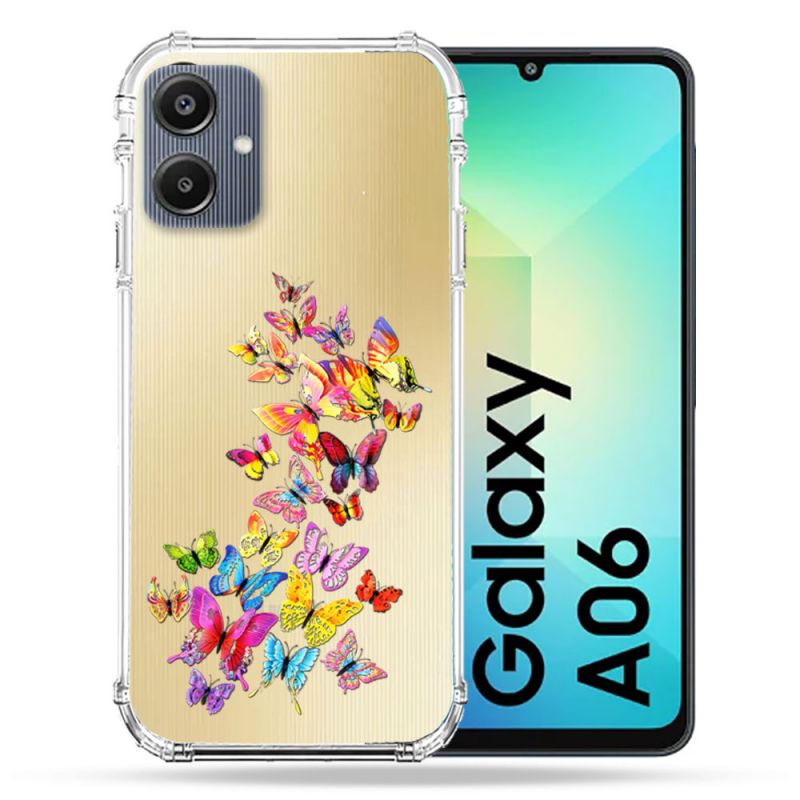 Coque Transparente Pour Samsung Galaxy A06 Papillon Multicolore