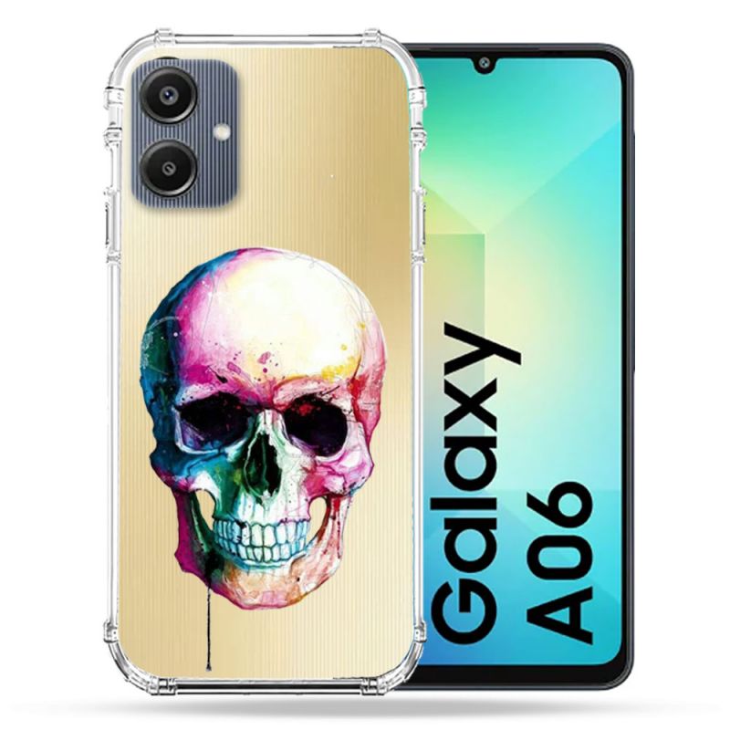 Coque Transparente Pour Samsung Galaxy A06 Skull Head Crane Colore