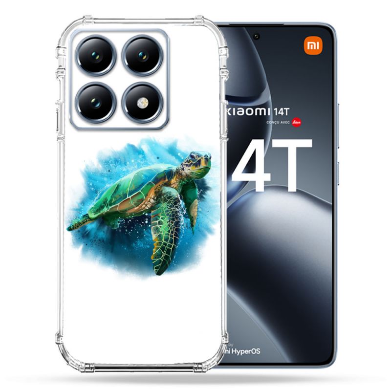 Coque Renforcée Pour Xiaomi 14T / 14T Pro Animal Tortue Blanche multicolore