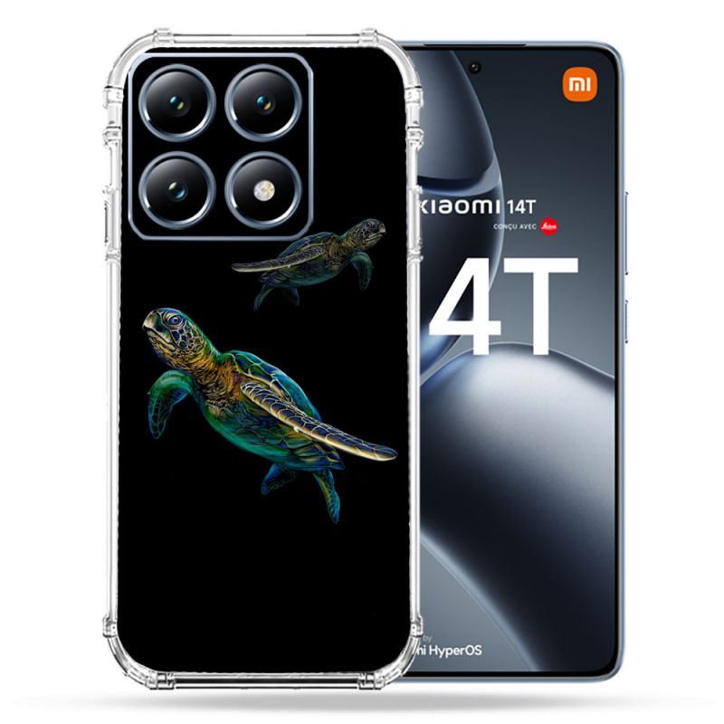 Coque Renforcée Pour Xiaomi 14T / 14T Pro Animal Tortue Noire multicolore
