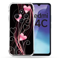 Coque Renforcée Pour Xiaomi Redmi 14C 4G Amour Coeur Rose Montant sur Noir