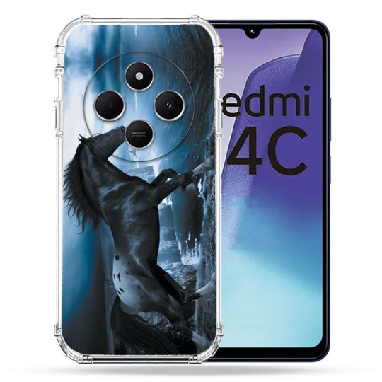 Coque Renforcée Pour Xiaomi Redmi 14C 4G Animal Cheval Noir
