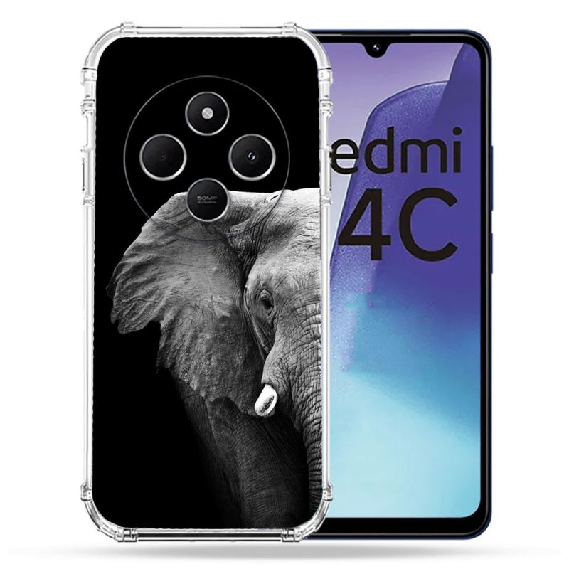 Coque Renforcée Pour Xiaomi Redmi 14C 4G Animal Elephant Noir