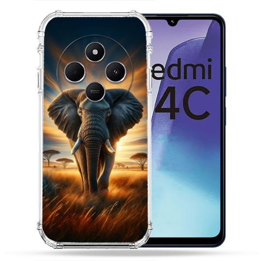 Coque Renforcée Pour Xiaomi Redmi 14C 4G Animal Elephant Savane
