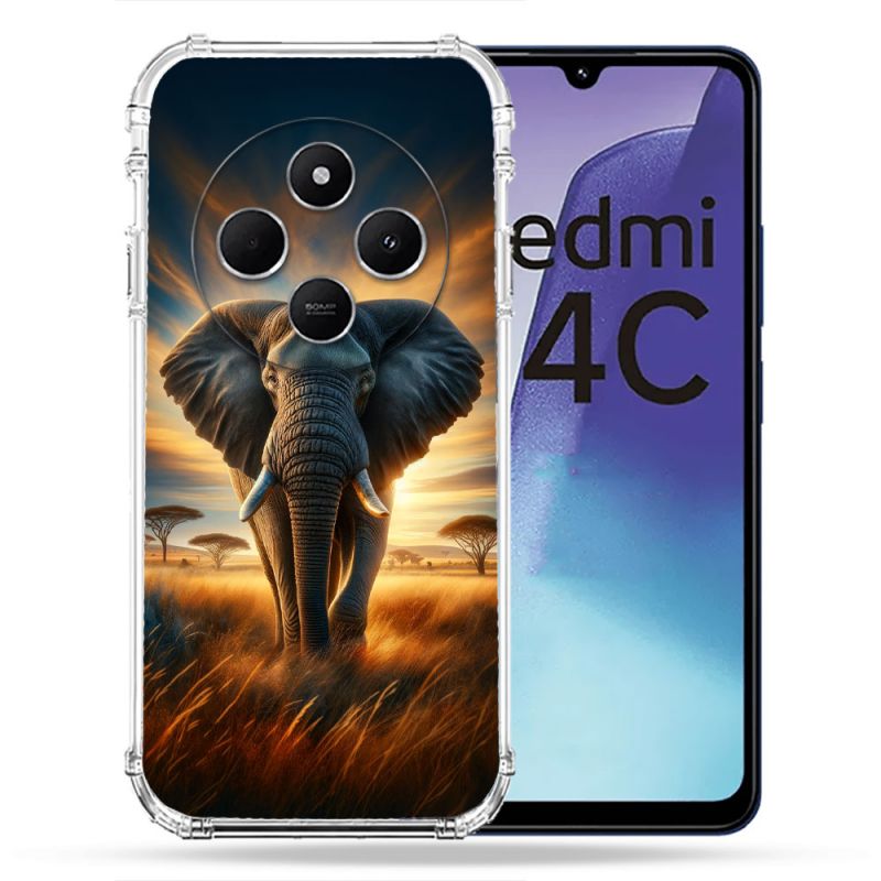 Coque Renforcée Pour Xiaomi Redmi 14C 4G Animal Elephant Savane