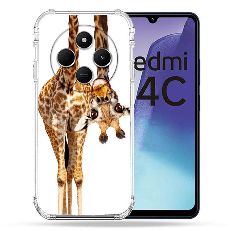 Coque Renforcée Pour Xiaomi Redmi 14C 4G Animal Girafe Blanche