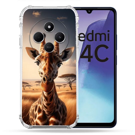 Coque Renforcée Pour Xiaomi Redmi 14C 4G Animal Girafe Savane