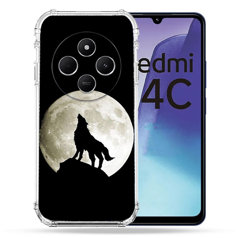 Coque Renforcée Pour Xiaomi Redmi 14C 4G Animal Loup Noir