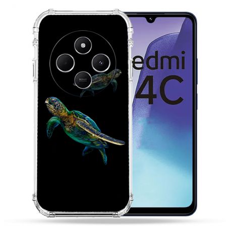 Coque Renforcée Pour Xiaomi Redmi 14C 4G Animal Tortue Noire multicolore