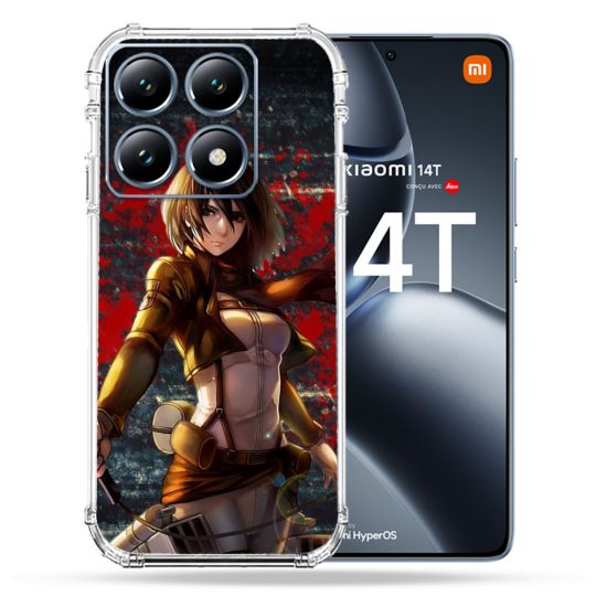 Coque Renforcée Pour Xiaomi 14T / 14T Pro Manga Attaque Titans Mikasa