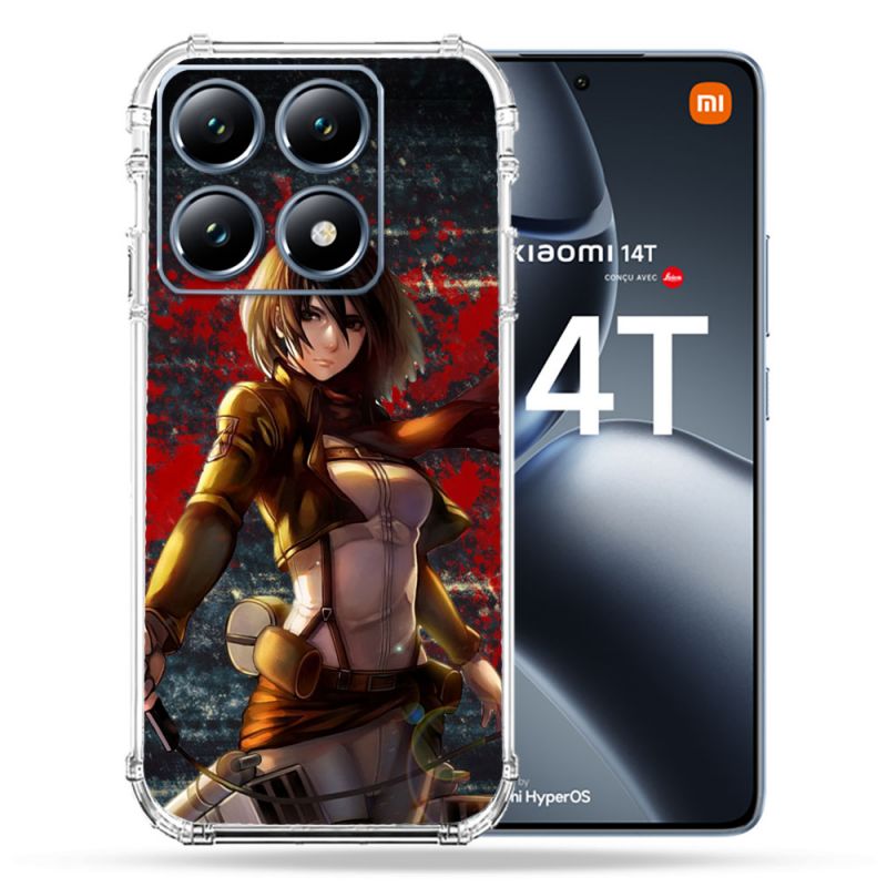 Coque Renforcée Pour Xiaomi 14T / 14T Pro Manga Attaque Titans Mikasa