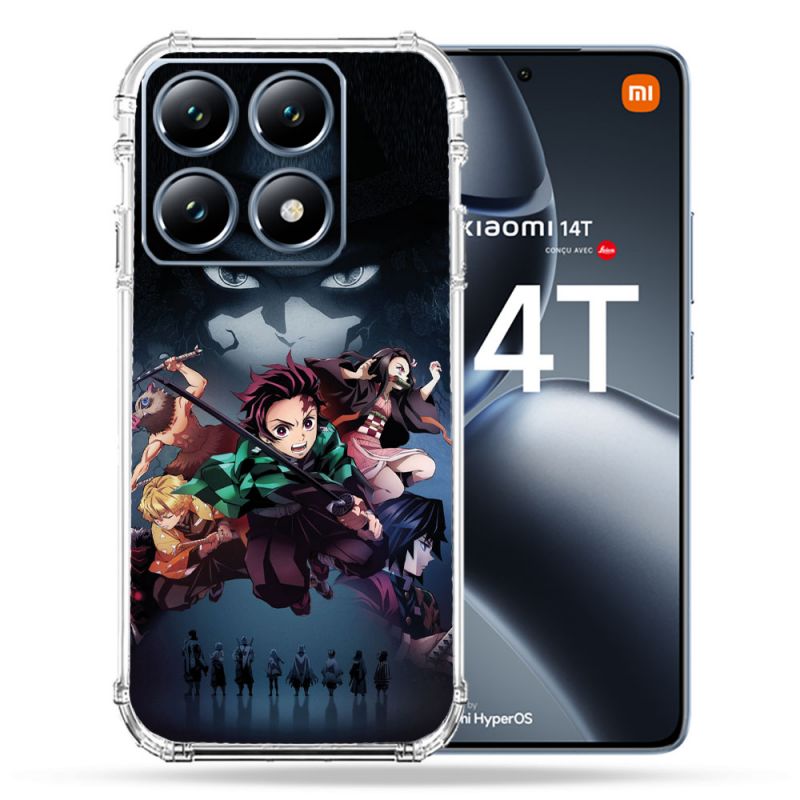 Coque Renforcée Pour Xiaomi 14T / 14T Pro Manga Demon Slayer Noir