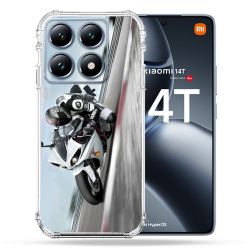 Coque Renforcée Pour Xiaomi 14T / 14T Pro Moto Course GP Blanche