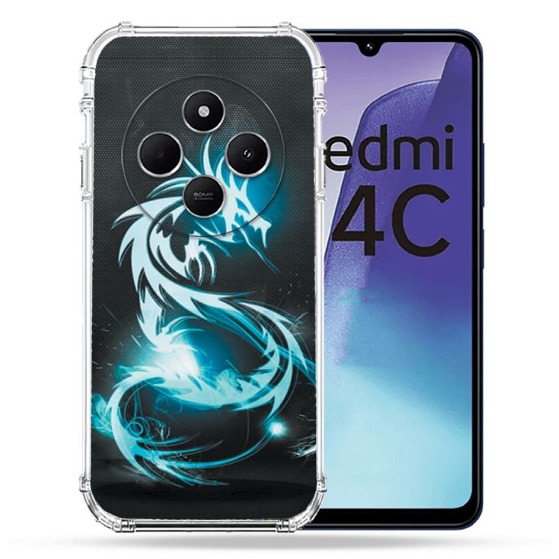 Coque Renforcée Pour Xiaomi Redmi 14C 4G Fantastique Dragon Bleu