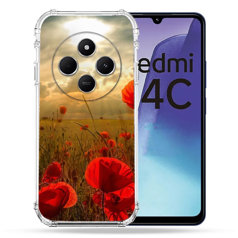 Coque Renforcée Pour Xiaomi Redmi 14C 4G Fleur Coquelicot